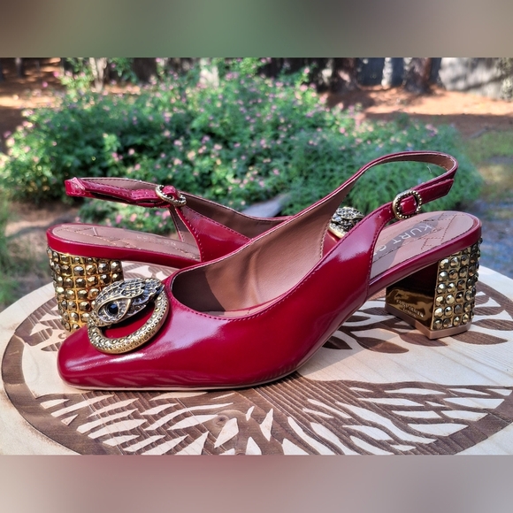Kurt Geiger Chelsea Red Patent Leather Block Slingback Heel Size 38/7.5 - Picture 1 of 16